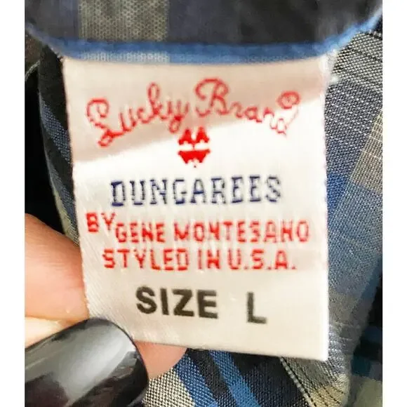 Lucky Brand Men's Pearl Snap Button Up Rockabilly Shirt Western Rodeo Blue Gray - Picture 7 of 8